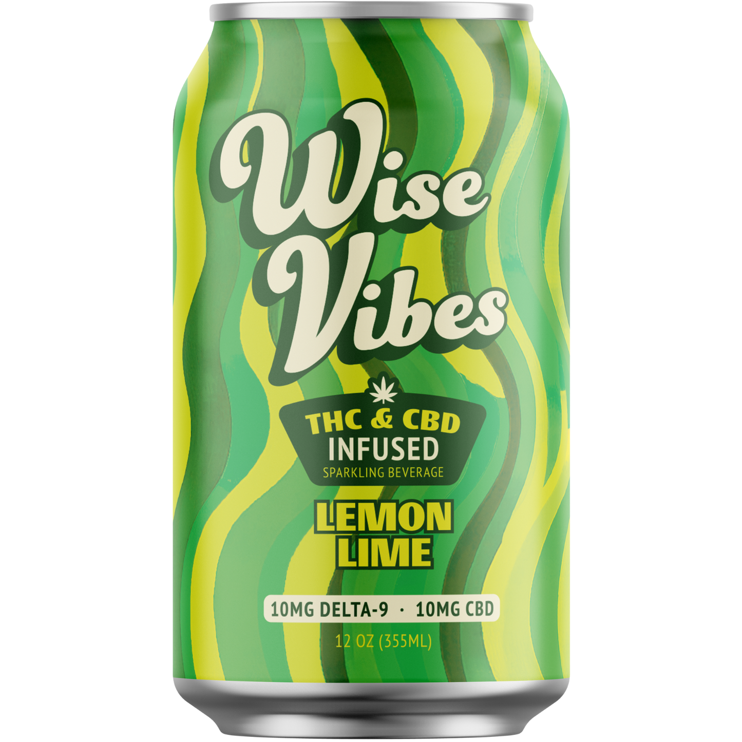 Wise Vibes 10mg THC + 10mg CBD Infused Lemon Lime Sparkling Beverage (Single Can)