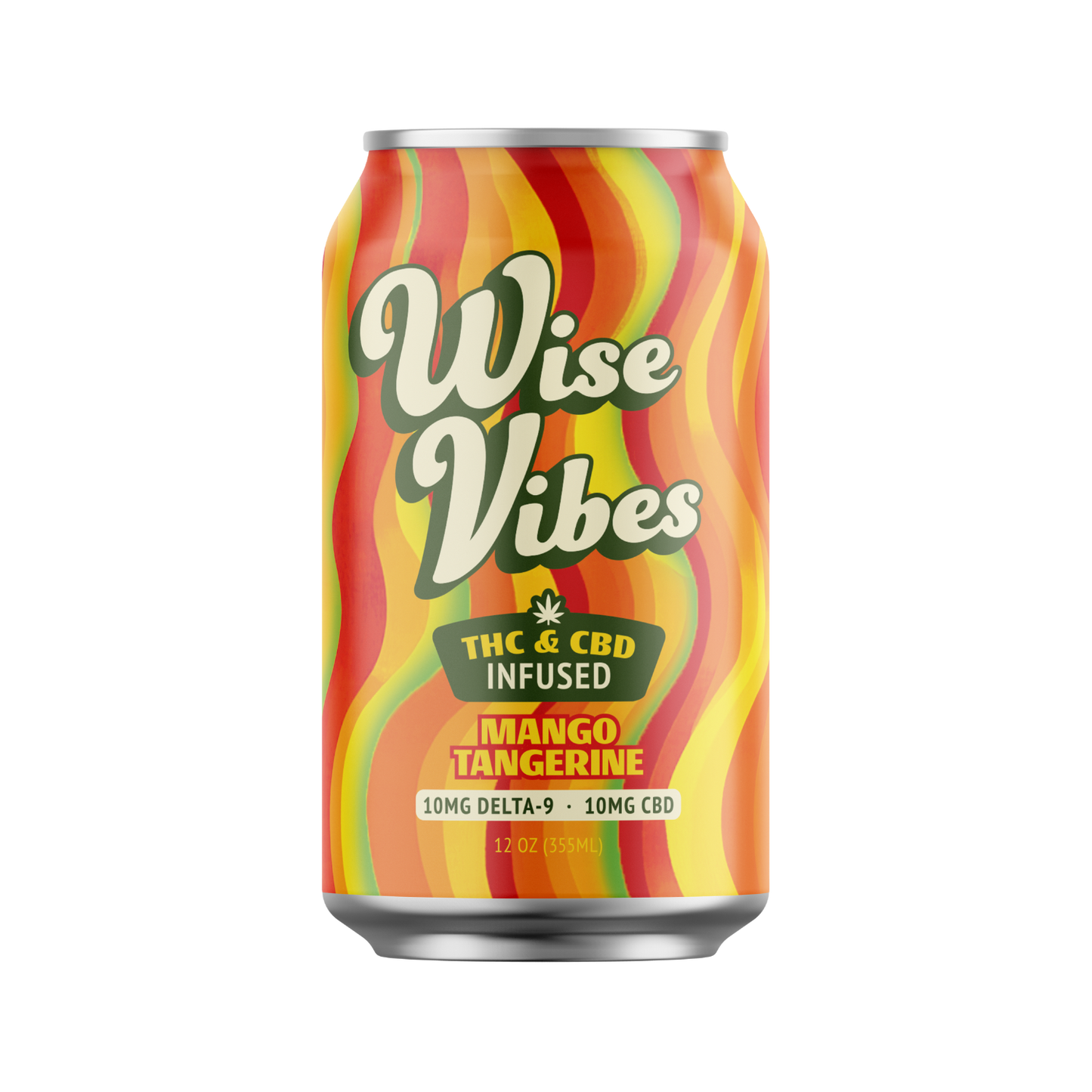Wise Vibes 10mg THC + 10mg CBD Infused Sparkling Mango Tangerine (Single Can)