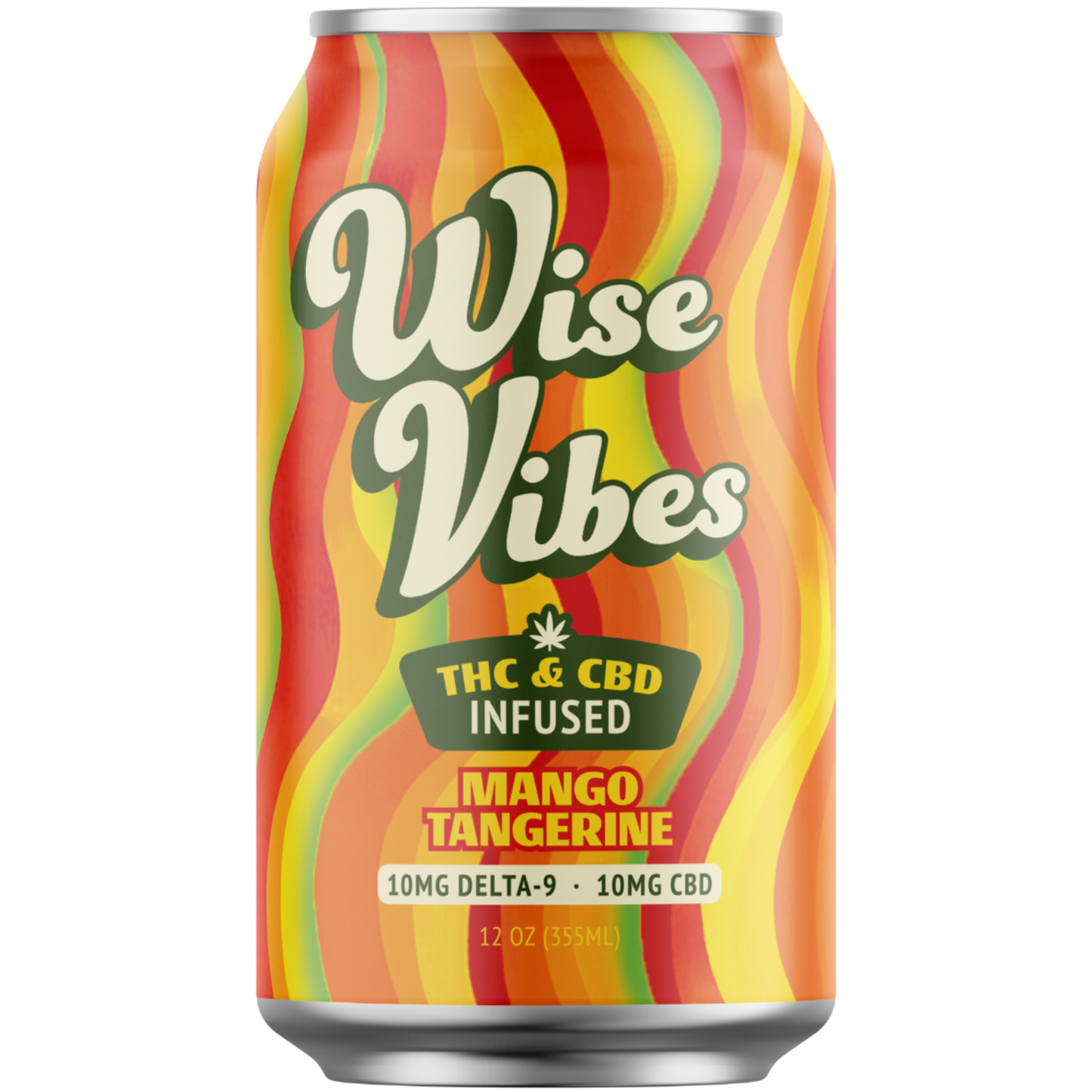 Wise Vibes 10mg THC + 10mg CBD Infused Sparkling Mango Tangerine (Single Can)