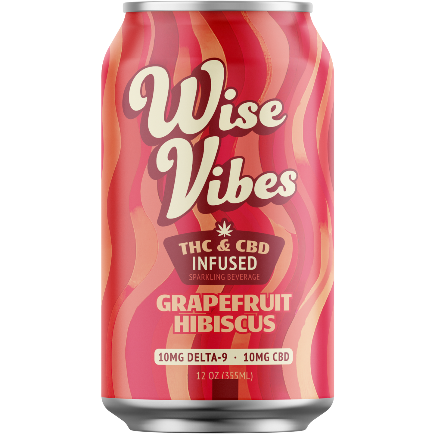 Wise Vibes 10mg THC + 10mg CBD Infused Grapefruit Hibiscus Sparkling Beverage (Single Can)